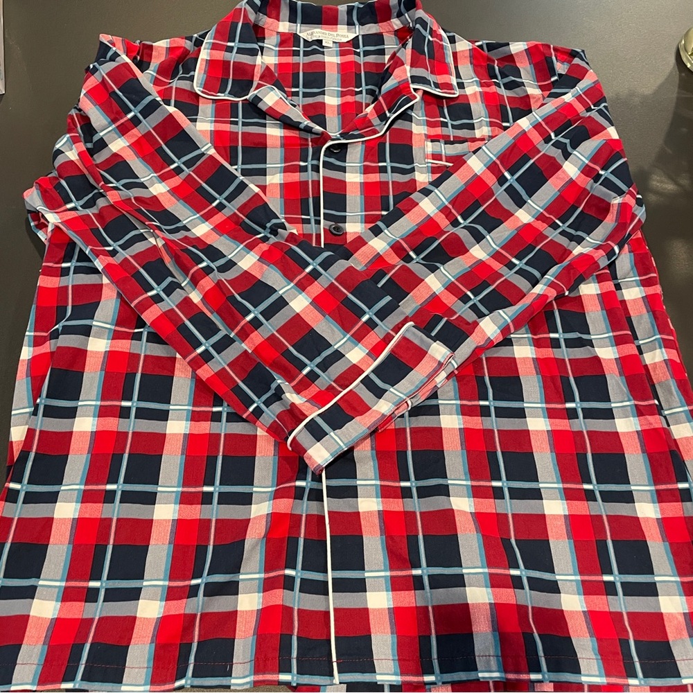 ALEXANDER DEL ROSSA Men's Cotton Pajamas Long Woven Pj Set XL Red Plaid